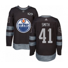 Men's Edmonton Oilers #41 Mike Smith Authentic Black 1917-2017 100th Anniversary Hockey Jersey