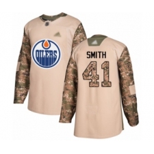 Men's Edmonton Oilers #41 Mike Smith Authentic Camo Veterans Day Practice Hockey Jersey