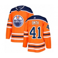 Men's Edmonton Oilers #41 Mike Smith Authentic Orange Home Hockey Jersey