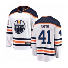 Men's Edmonton Oilers #41 Mike Smith Authentic White Away Fanatics Branded Breakaway Hockey Jersey