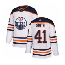 Men's Edmonton Oilers #41 Mike Smith Authentic White Away Hockey Jersey