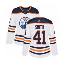 Women's Edmonton Oilers #41 Mike Smith Authentic White Away Hockey Jersey