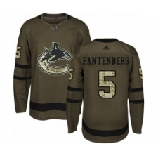 Men's Vancouver Canucks #5 Oscar Fantenberg Authentic Green Salute to Service Hockey Jersey