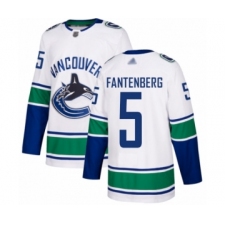 Men's Vancouver Canucks #5 Oscar Fantenberg Authentic White Away Hockey Jersey