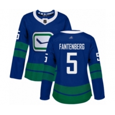Women's Vancouver Canucks #5 Oscar Fantenberg Authentic Royal Blue Alternate Hockey Jersey