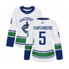 Women's Vancouver Canucks #5 Oscar Fantenberg Authentic White Away Hockey Jersey