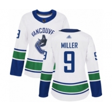Women's Vancouver Canucks #9 J.T. Miller Authentic White Away Hockey Jersey
