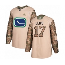 Men's Vancouver Canucks #17 Josh Leivo Authentic Camo Veterans Day Practice Hockey Jersey