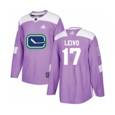 Men's Vancouver Canucks #17 Josh Leivo Authentic Purple Fights Cancer Practice Hockey Jersey