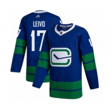 Youth Vancouver Canucks #17 Josh Leivo Authentic Royal Blue Alternate Hockey Jersey