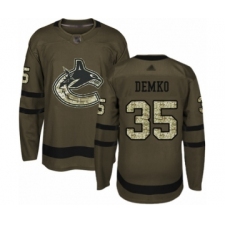 Men's Vancouver Canucks #35 Thatcher Demko Authentic Green Salute to Service Hockey Jersey