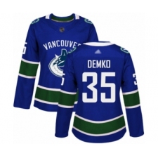 Women's Vancouver Canucks #35 Thatcher Demko Authentic Blue Home Hockey Jersey
