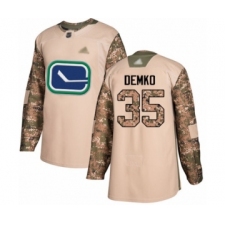 Youth Vancouver Canucks #35 Thatcher Demko Authentic Camo Veterans Day Practice Hockey Jersey