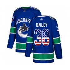 Men's Vancouver Canucks #38 Justin Bailey Authentic Blue USA Flag Fashion Hockey Jersey