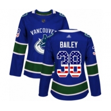 Women's Vancouver Canucks #38 Justin Bailey Authentic Blue USA Flag Fashion Hockey Jersey