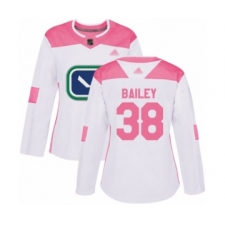 Women's Vancouver Canucks #38 Justin Bailey Authentic White Pink Fashion Hockey Jersey