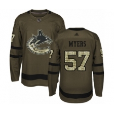 Youth Vancouver Canucks #57 Tyler Myers Authentic Green Salute to Service Hockey Jersey