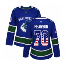 Women's Vancouver Canucks #70 Tanner Pearson Authentic Blue USA Flag Fashion Hockey Jersey
