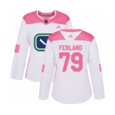 Women's Vancouver Canucks #79 Michael Ferland Authentic White Pink Fashion Hockey Jersey
