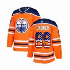 Men's Edmonton Oilers #89 Sam Gagner Authentic Orange USA Flag Fashion Hockey Jersey