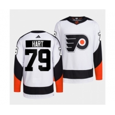 Men's Philadelphia Flyers #79 Carter Hart White 2022 Reverse Retro Stitched Jersey