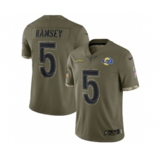Men's Los Angeles Rams #5 Jalen Ramsey 2022 Olive Salute To Service Limited Stitched Jersey