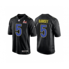 Men's Los Angeles Rams #5 Jalen Ramsey Black 2022 Super Bowl LVI Game Stitched Jersey