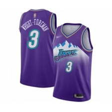 Men's Utah Jazz #3 Justin Wright-Foreman Authentic Purple Hardwood Classics Basketball Jersey