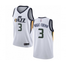 Men's Utah Jazz #3 Justin Wright-Foreman Authentic White Basketball Jersey - Association Edition