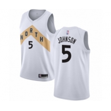 Men's Toronto Raptors #5 Stanley Johnson Authentic White Basketball Jersey - City Edition