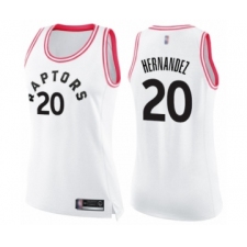 Women's Toronto Raptors #20 Dewan Hernandez Swingman White Pink Fashion Basketball Jersey