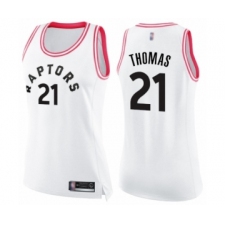 Women's Toronto Raptors #21 Matt Thomas Swingman White Pink Fashion Basketball Jersey