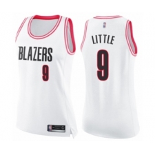 Women's Portland Trail Blazers #9 Nassir Little Swingman White Pink Fashion Basketball Jersey