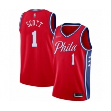 Men's Philadelphia 76ers #1 Mike Scott Authentic Red Finished Basketball Jersey - Statement Edition