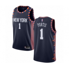 Men's New York Knicks #1 Bobby Portis Authentic Navy Blue Basketball Jersey - 2018  19 City Edition
