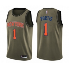 Youth New York Knicks #1 Bobby Portis Swingman Green Salute to Service Basketball Jersey