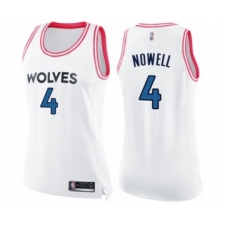 Women's Minnesota Timberwolves #4 Jaylen Nowell Swingman White Pink Fashion Basketball Jersey