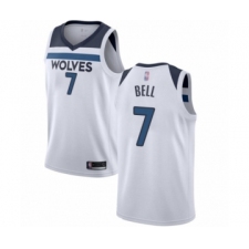 Men's Minnesota Timberwolves #7 Jordan Bell Authentic White Basketball Jersey - Association Edition