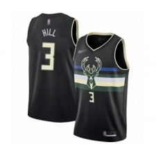 Men's Milwaukee Bucks #3 George Hill Authentic Black Finished Basketball Jersey - Statement Edition