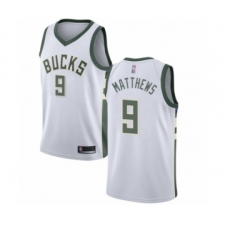 Men's Milwaukee Bucks #9 Wesley Matthews Authentic White Basketball Jersey - Association Edition