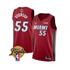 Men's Miami Heat #55 Duncan Robinson Red 2023 Finals Statement Edition With NO.6 Stitched Basketball Jersey
