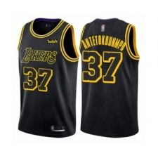 Men's Los Angeles Lakers #37 Kostas Antetokounmpo Authentic Black City Edition Basketball Jersey