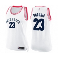 Women's Memphis Grizzlies #23 Marko Guduric Swingman White Pink Fashion Basketball Jersey