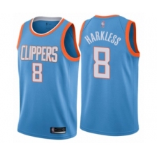 Men's Los Angeles Clippers #8 Moe Harkless Authentic Blue Basketball Jersey - City Edition