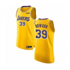 Men's Los Angeles Lakers #39 Dwight Howard Authentic Gold Basketball Jersey - Icon Edition