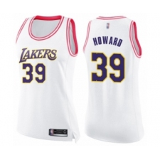 Women's Los Angeles Lakers #39 Dwight Howard Swingman White Pink Fashion Basketball Jersey