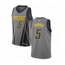 Men's Indiana Pacers #5 Edmond Sumner Authentic Gray Basketball Jersey - City Edition