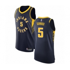 Men's Indiana Pacers #5 Edmond Sumner Authentic Navy Blue Basketball Jersey - Icon Edition