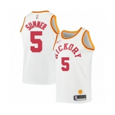 Men's Indiana Pacers #5 Edmond Sumner Authentic White Hardwood Classics Basketball Jersey