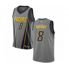 Men's Indiana Pacers #8 Justin Holiday Authentic Gray Basketball Jersey - City Edition